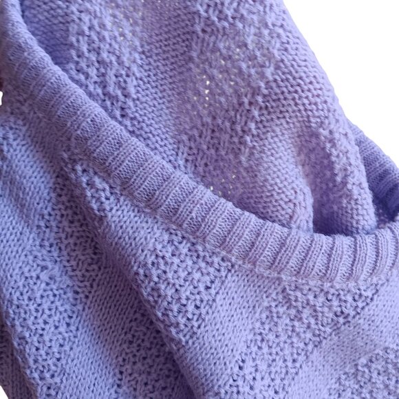 Vintage Women's Sweater Medium 1970's Lilac Short Sleeve Knitted T-shirt Purple - Picture 6 of 6